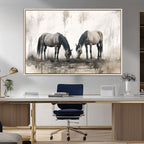 Chinese Ink Style Vintage Horses Wall Art Canvas Print