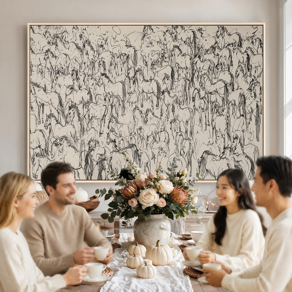 Abstract Horse Sketch Wall Art, Ready to Hang