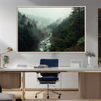 Misty Forest Wall Art, Tranquil Nature Landscape, Ready to Hang | Extra Large 3 Piece Canvas Wall Art