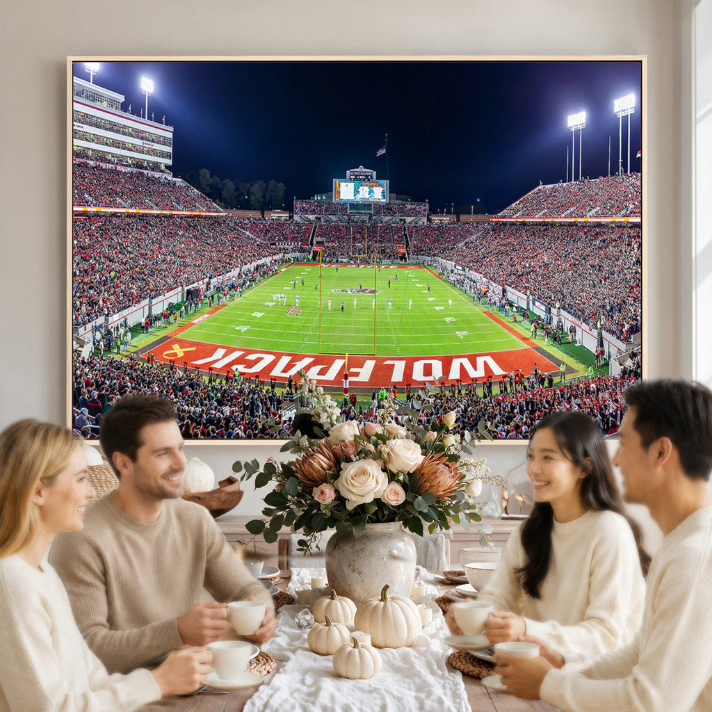 Wolfpack Football Team Print, Raleigh Carter-Finley Stadium
