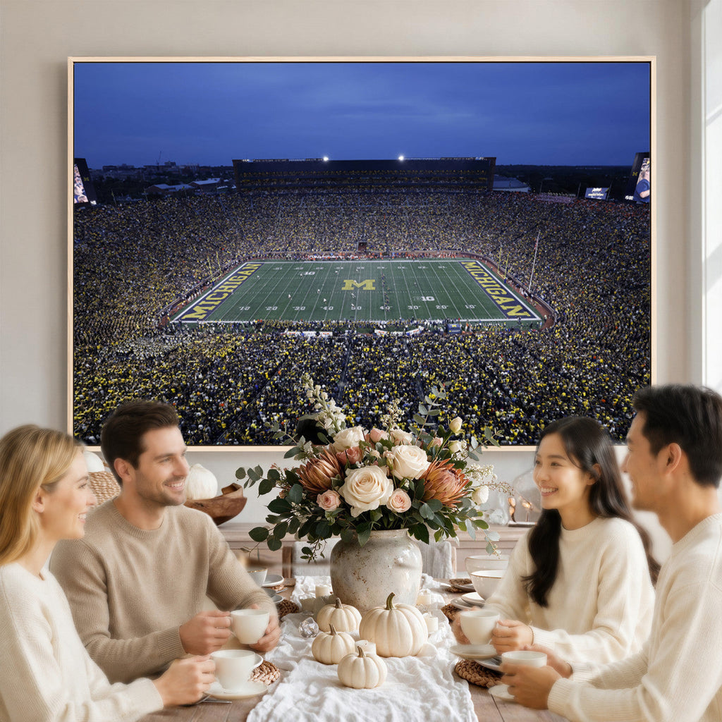 University of Michigan Wolverines Football Team Print, Ann Arbor, Home Bar Wall Decor