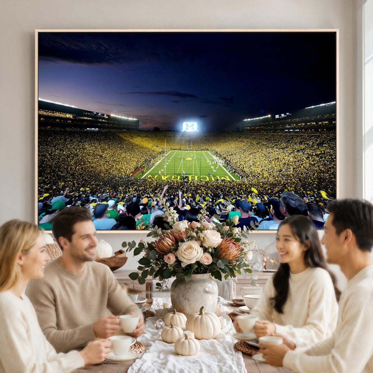 University of Michigan Wolverines Football Team Print, Ann Arbor, Extra Large Game Room Wall Decor