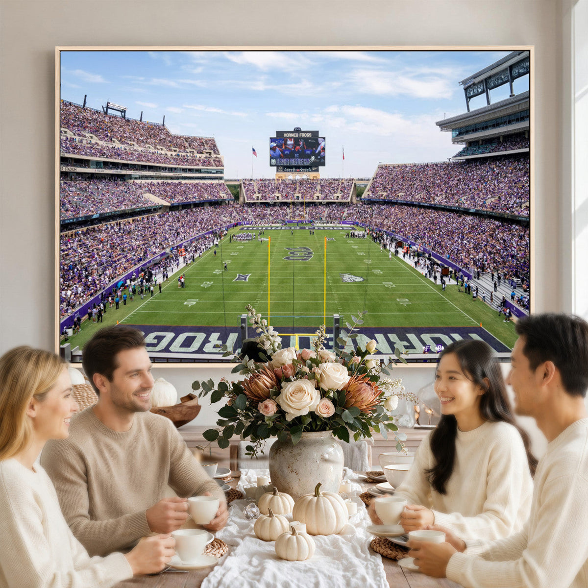 TCU Horned Frogs Football Team Print, Fort Worth Amon G. Carter Stadium, Framed and Ready to Hang