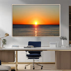 Golden Horizon Sunset Over Ocean Wall Art Canvas Print | Tropical Beach Canvas