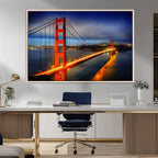 Large Wall Art San Francisco Canvas Print - Wonderful Golden Gate Bridge at Twilight