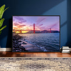 Golden Gate Bridge Wall Art Canvas Print, Framed San Francisco Sunset Landmark