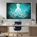 Green Octopus Abstract Wall Art Canvas Print
