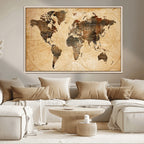 Push Pin World Map Canvas Print | Framed Travel Tracker Wall Art