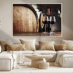 Wine and Barrel Wall Art Canvas Print