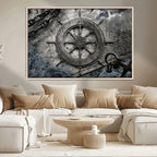 Ship Steering Wheel Vintage Wall Art Canvas Print