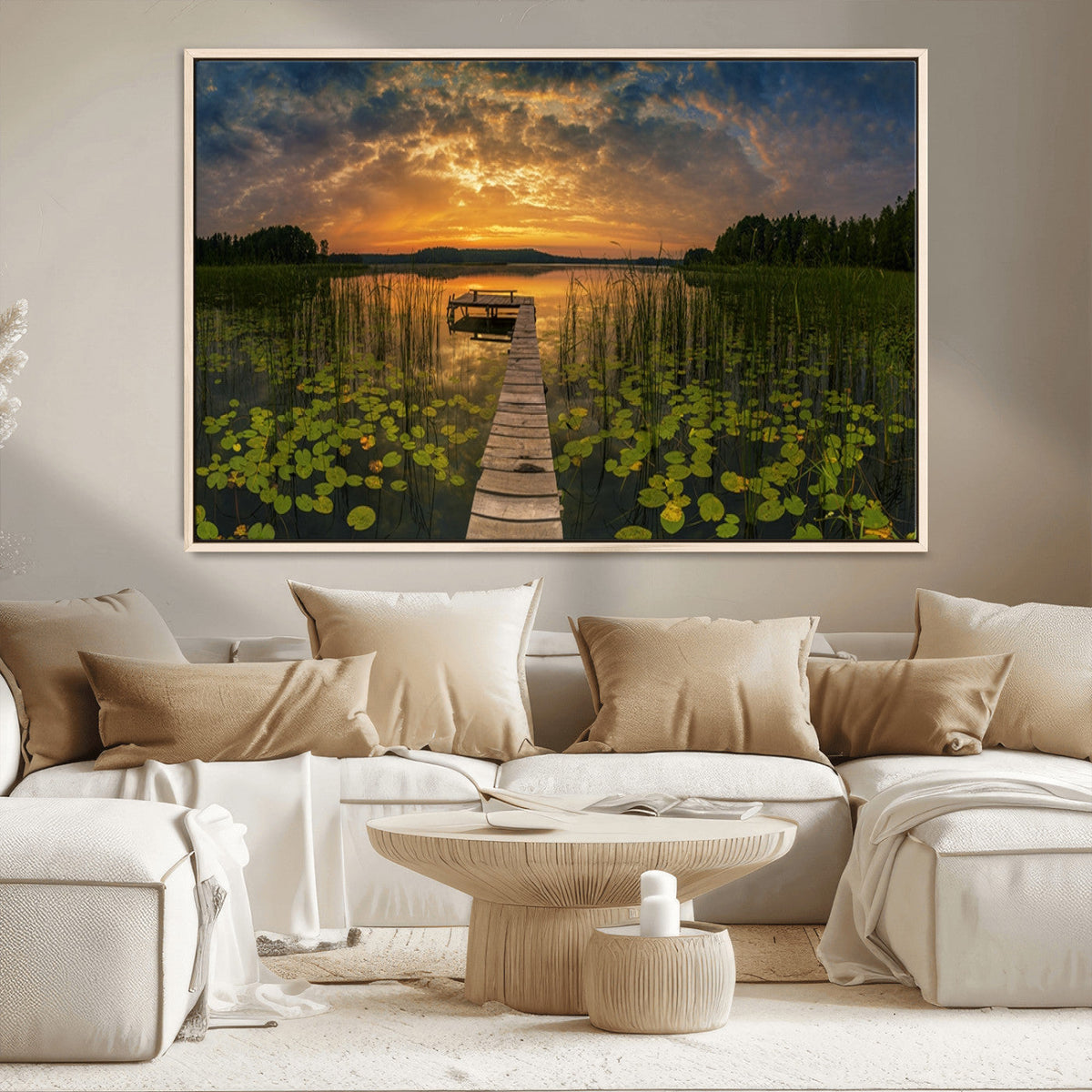 Lake and Flower Wall Art Canvas Print