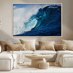 Ocean Wave at Sunset Canvas Art, Large Wall Print of Vibrant Water Waves