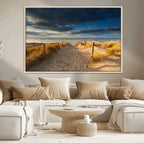 Ocean Beach Dark Clouds Wall Art Canvas Print