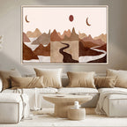 Boho Wall Art Canvas Print Set | Mid-Century Bohemian Wall Artwork, Boho Neutral