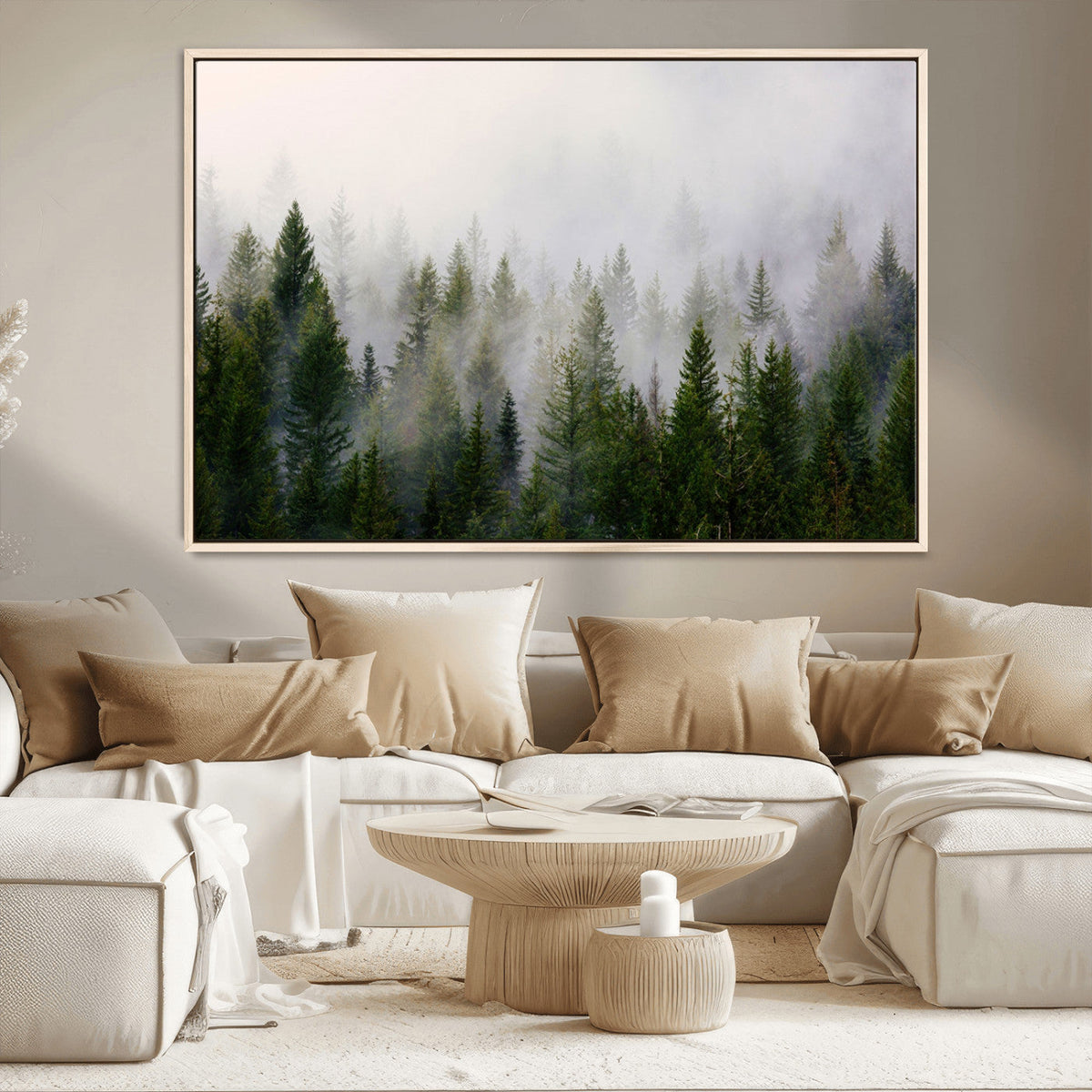 Forest Wall Art Canvas Print | Foggy Forest Wall Art | Pine Wood Forest Print