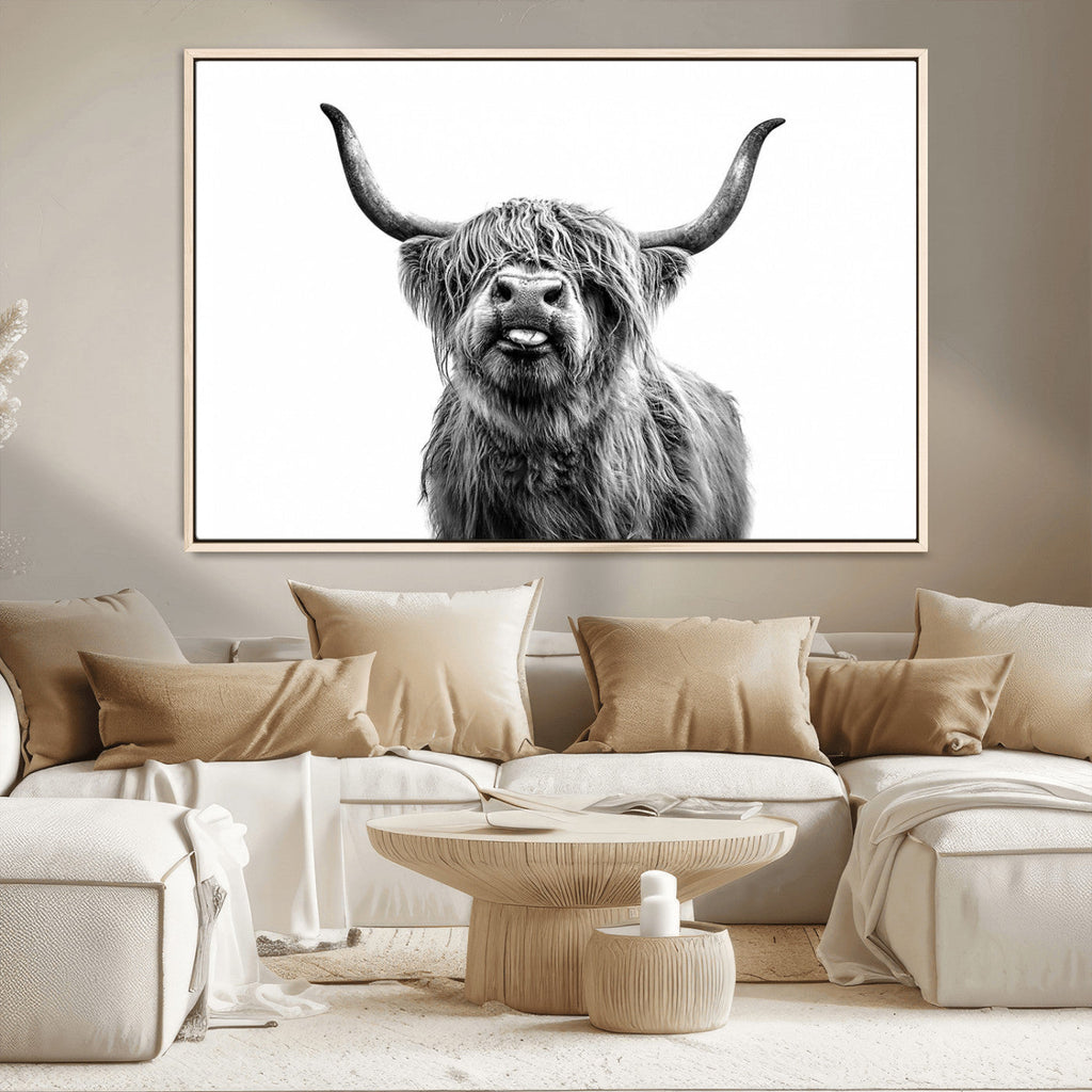 Fanny Scottish Highland Cow Cattle Art Print Farmhouse Wall Art Canvas Print