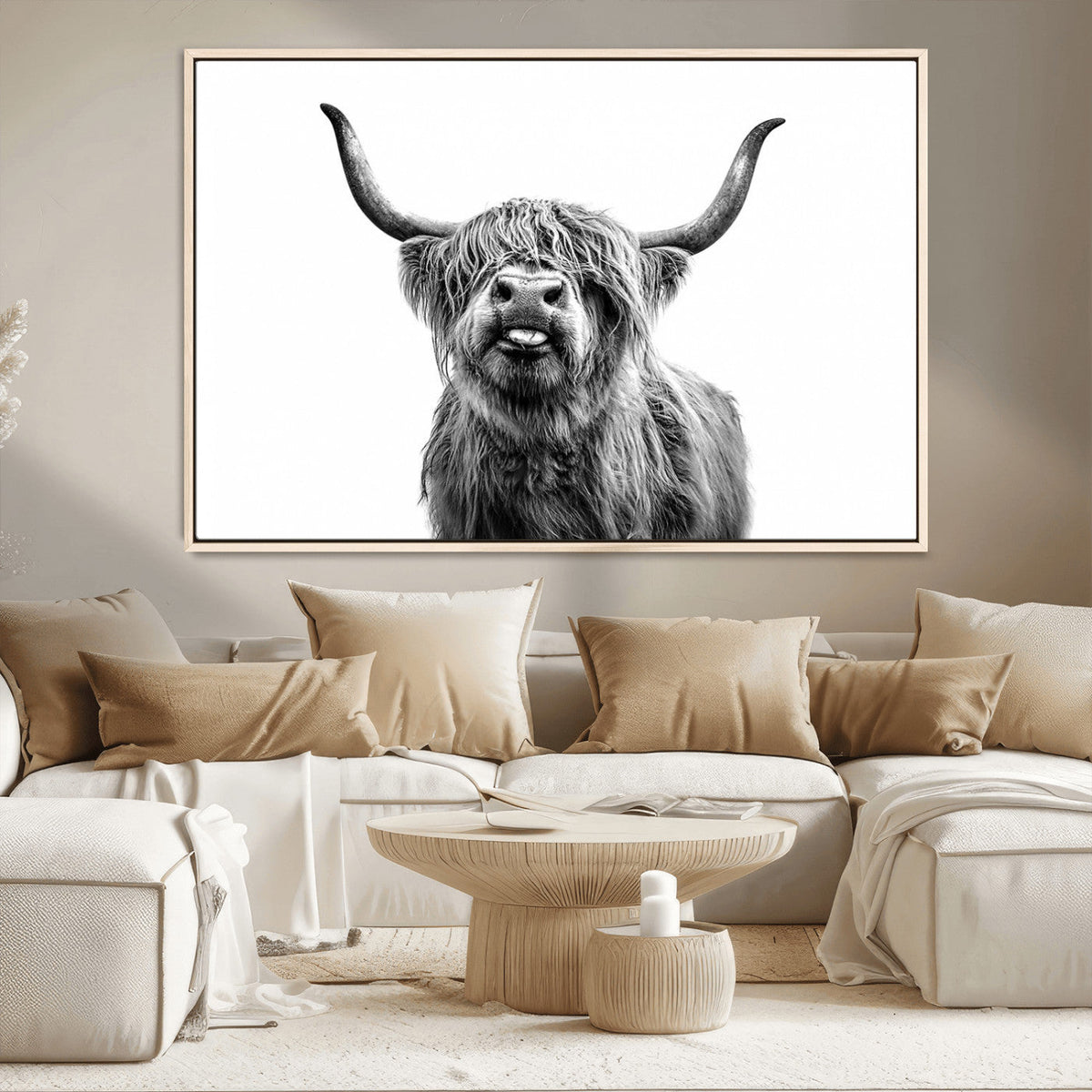 Fanny Scottish Highland Cow Cattle Art Print Farmhouse Wall Art Canvas Print