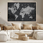 World Map Canvas Print, Detailed Map of the World Wall Art for Home or Office
