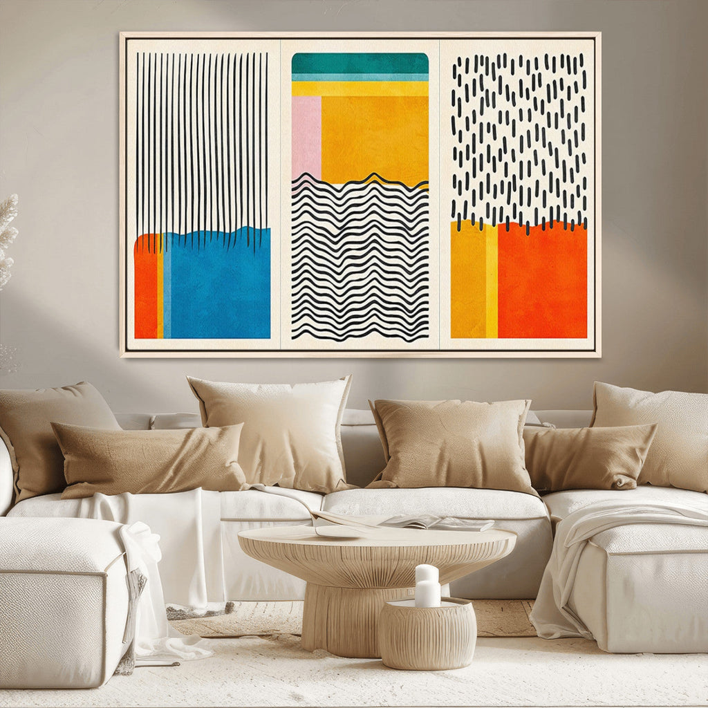 Canvas Print Wall Art Abstract Illustration Art Boho, Framed Abstract Boho Art