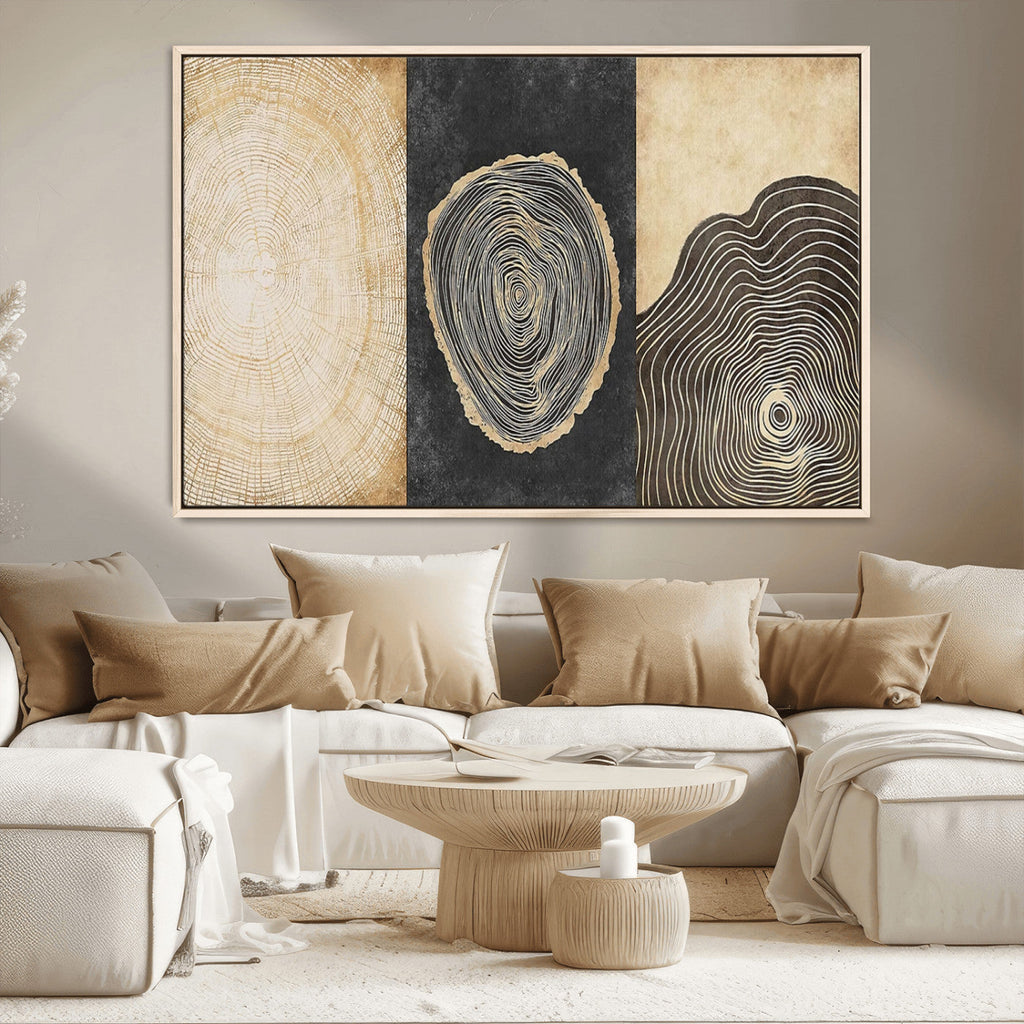Tree Rings Canvas Wall Art Print, Minimalist Natural History in Modern Decor