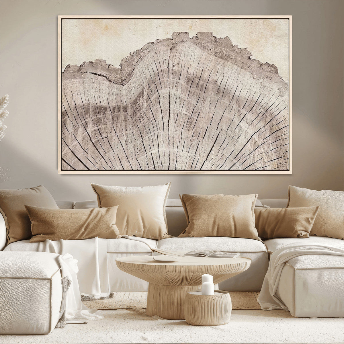 Tree Ring Wall Art Triptych, Rustic Wood Ring Canvas Print