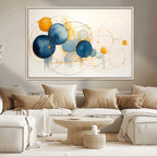 Geometric Blue Orange Abstract Wall Art Canvas, Geometric Blue Orange Canvas Print