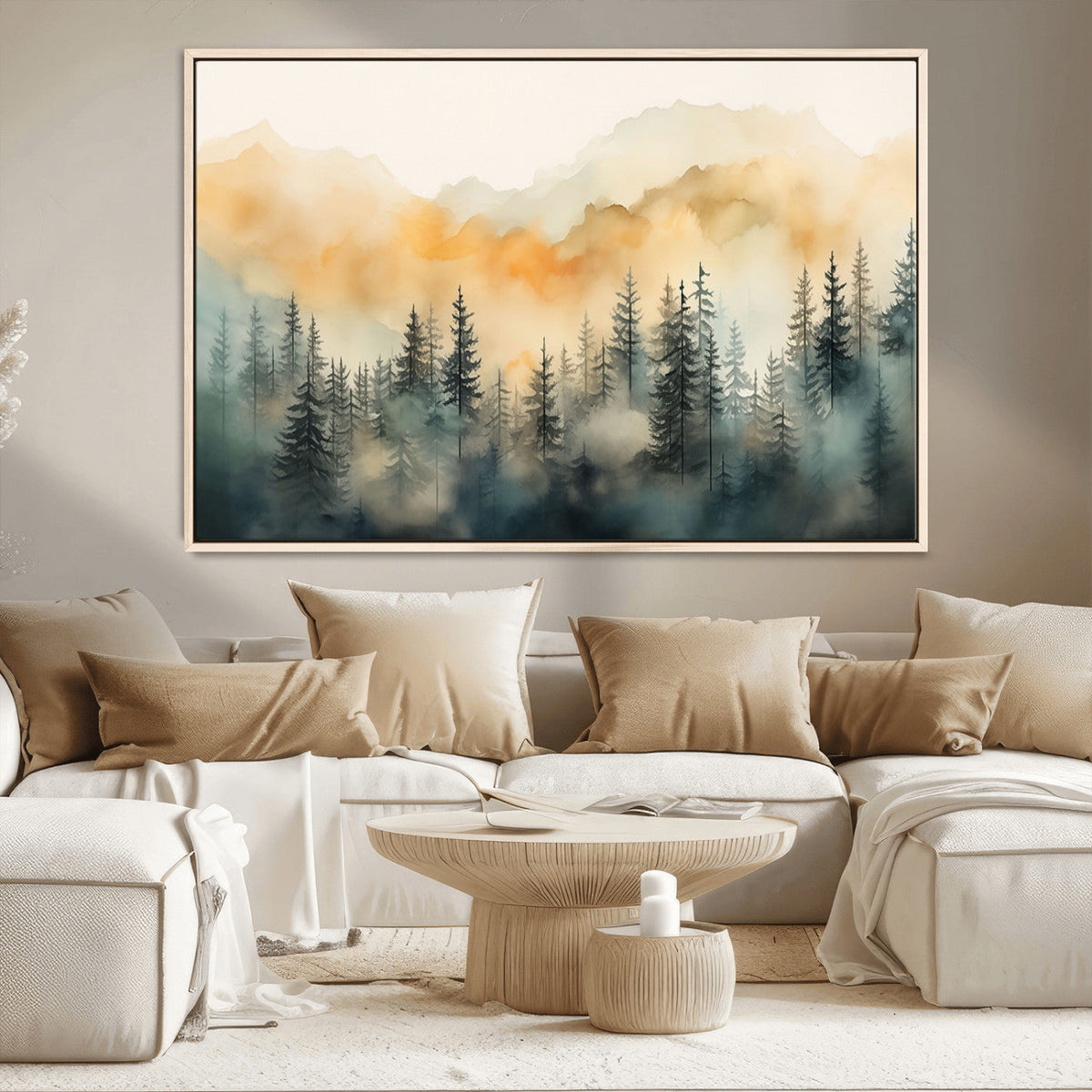 Abstract Forest Print | Mountain Wall Art | Autumn Landscape Canvas Print