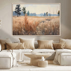 Golden Fields Canvas Wall Art Print | Serene Minimalist Landscape for Modern Decor