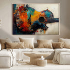 Abstract Guitar Wall Art Canvas | Vibrant Music-Inspired Art for Living Room or Studio