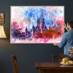 Disney Wall Art: Dreamy Watercolor Cinderella Castle Canvas Print
