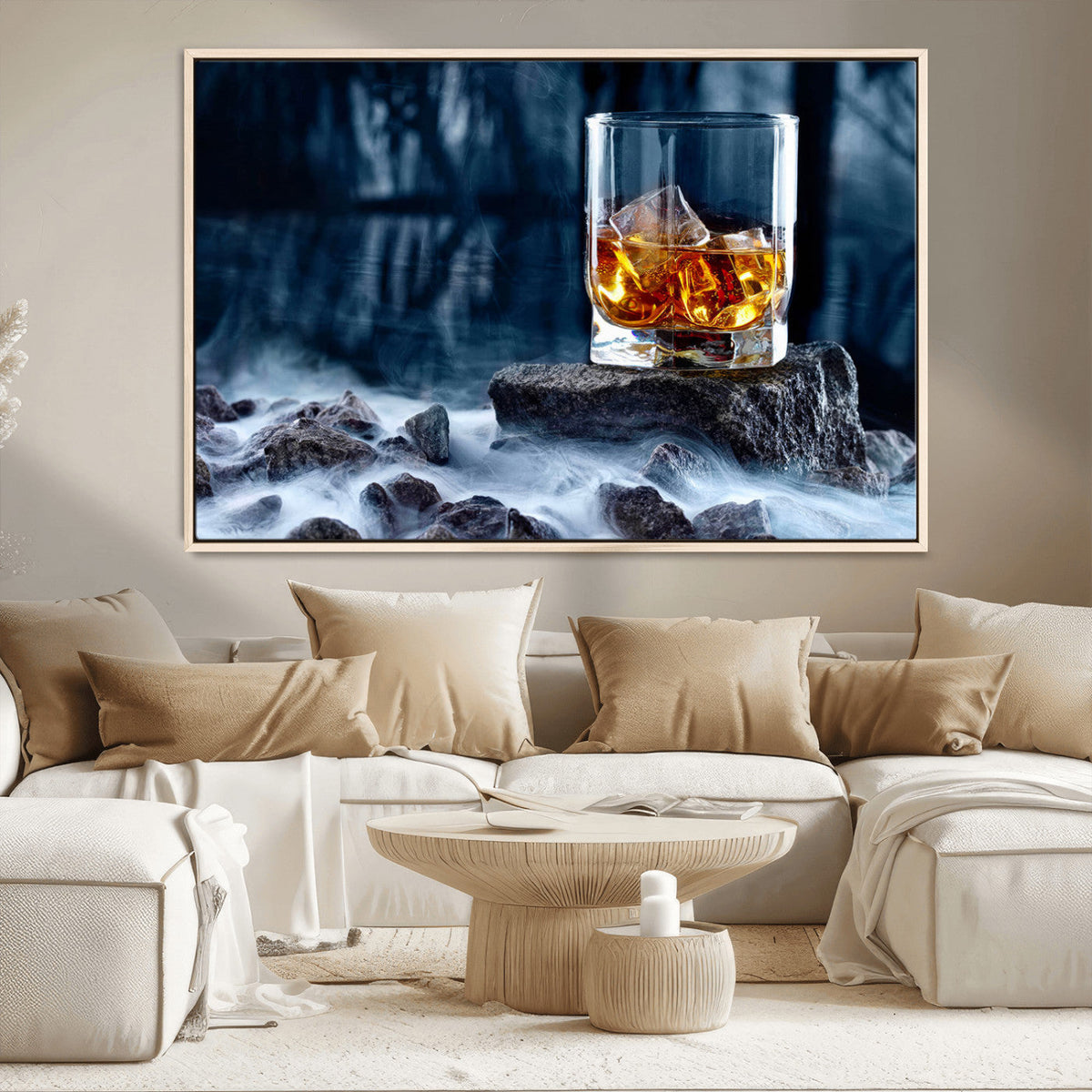 Whiskey Ice Wall Art Canvas Print