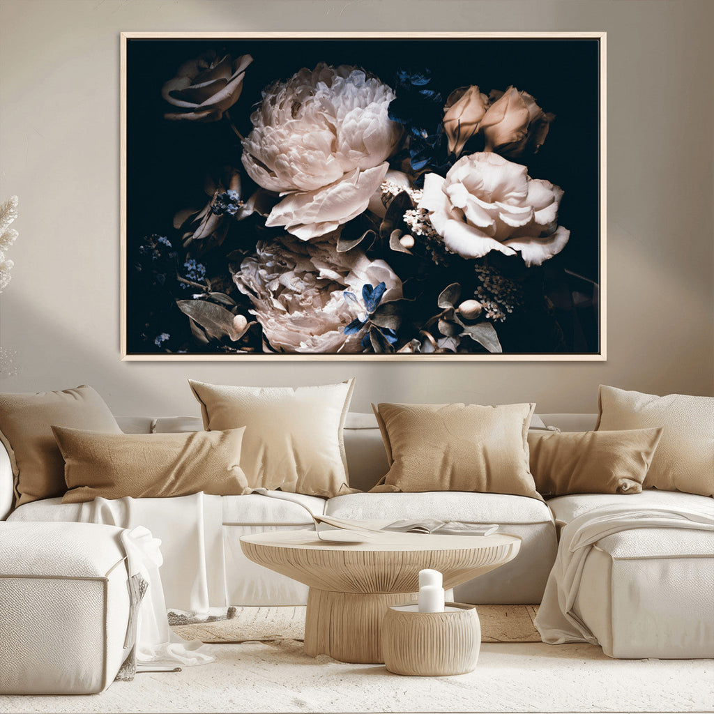 Pink Peonies Flowers Large Canvas Art Print