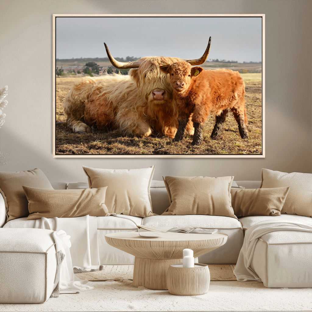 Highland Cow Canvas Wall Art Animal Print for Farm House Decor