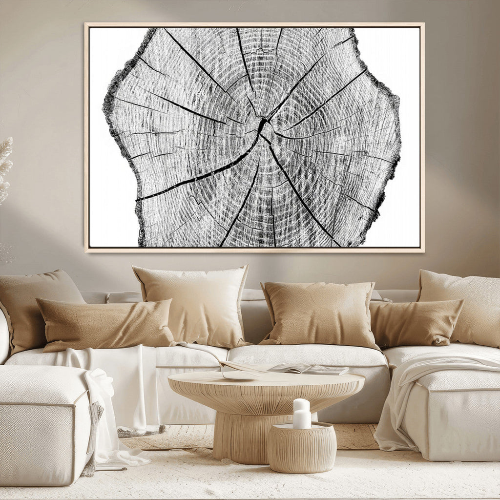 Rustic Tree Ring Wall Art Canvas Print, Framed and Ready to Hang