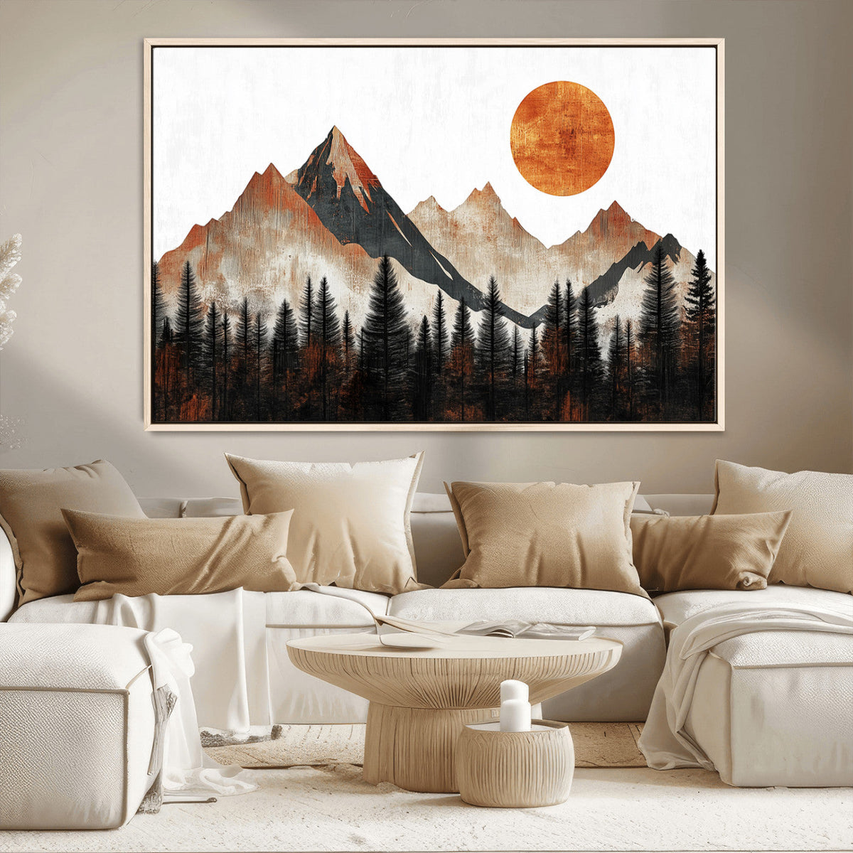 Modern Abstract Mountain Canvas Wall Art Print