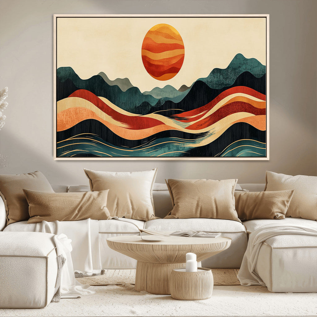 Mountain Triptych Wall Art Canvas Print | Western Boho Pine Tree Nature Print