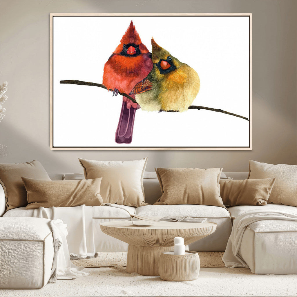 Cardinal Bird Canvas Wall Art, Male and Female Cardinal Print, Nature Inspired Bird Decor
