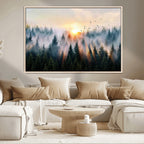 Abstract Forest Wall Art, Serene Nature Canvas Print with Misty Forest Design for Modern Home Decor