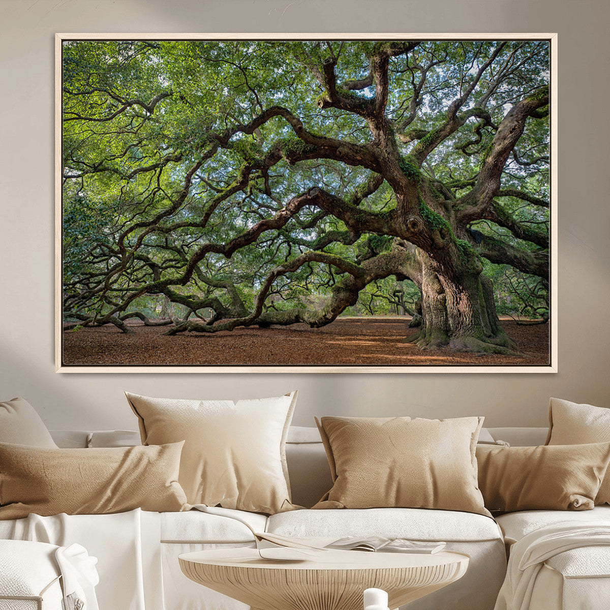 Historic Tree Wall Art | Framed Mossy Branch Canvas Artwork