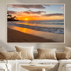 Tropical Beach Wall Art | Framed Sunset Ocean Canvas