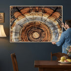 Tree Rings Wall Art Canvas Print, Rustic Wood Grain