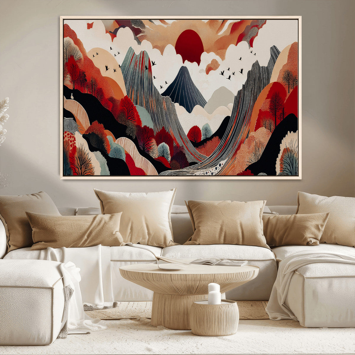 Abstract Mountain Wall Art Canvas Print | Vibrant Stylized Landscape