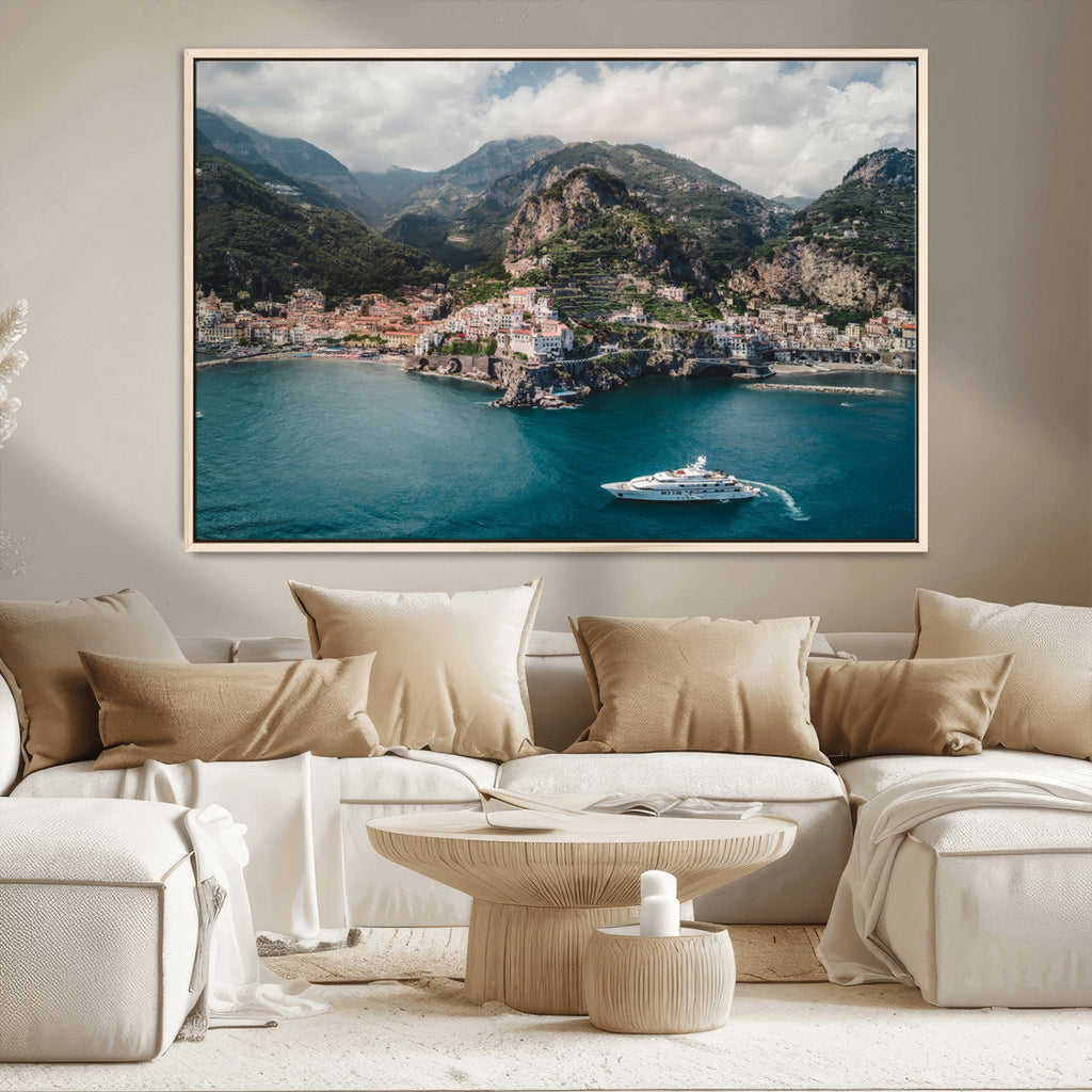 Amalfi Coast Wall Art | Framed Italian Seaside Canvas