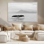 Whale Tail Wall Art | Framed Black White Ocean Canvas