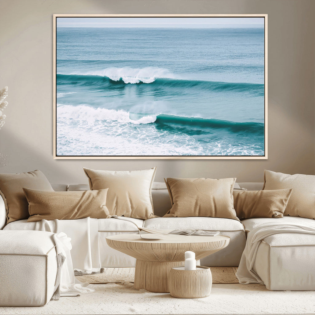 Ocean Swell Wall Art Canvas Print, Framed Surf Waves and Blue Water Scene
