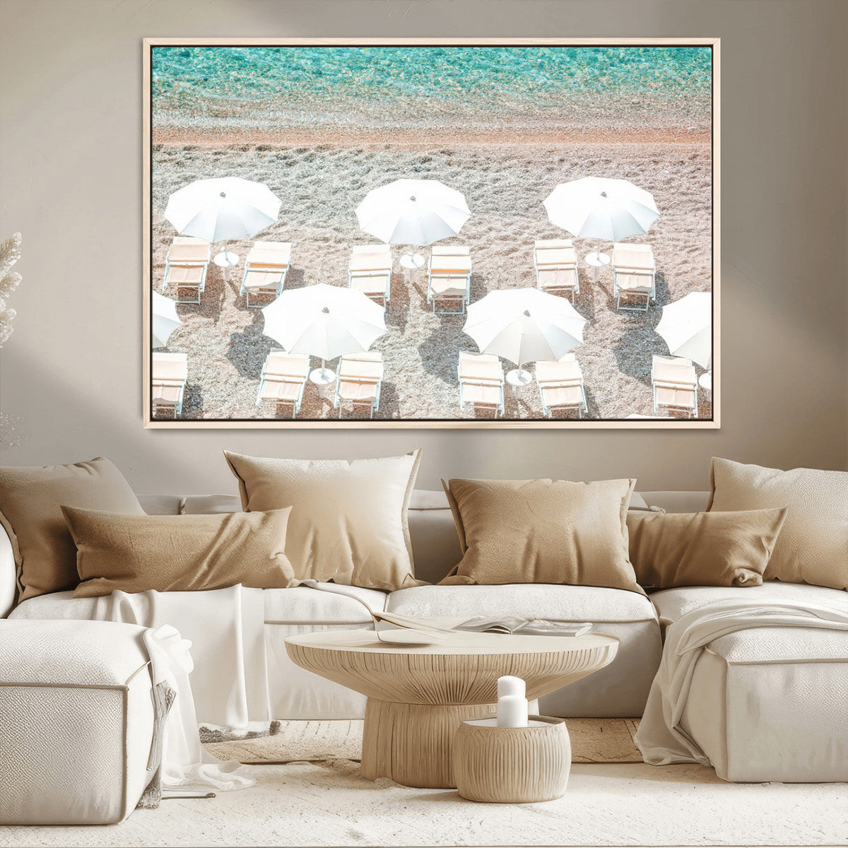 Calm Beach Wall Art | Framed Turquoise Water Canvas Artwork
