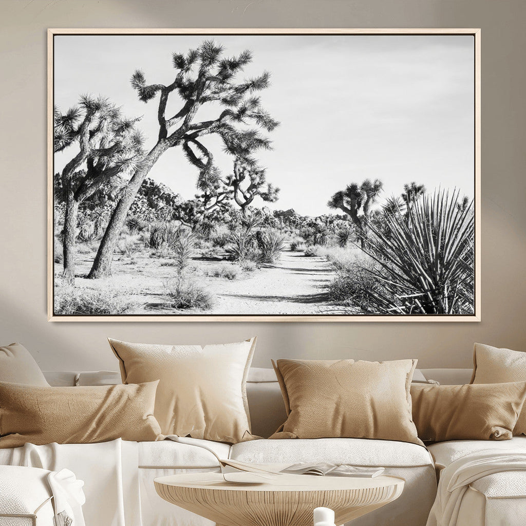 Joshua Tree Wall Art | Black & White Canvas Print, Nature Serenity Decor