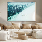Minimal Beach Wall Art | Framed Ocean Swimming Canvas