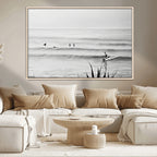 Surfer Silhouette Wall Art | Framed Calm Ocean Canvas