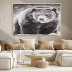 Grizzly Bear Wall Art Canvas Print, Framed Rustic Lodge Art, Wildlife Photography